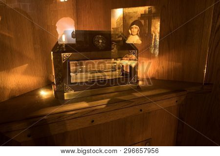 Barfleur, France - August 29, 2018: Relic Of St. Mary Magdalene Postel In The Church Of St. Nicholas