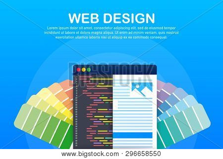 Web Design Illustration. Concept Of Creating Websites, Designed Banners For Ui, Ux Design And Web De