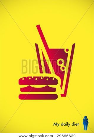 Affiche de mauvaise alimentation. Version couleur.