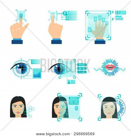 Set Of Different Biometria Object And Part Of Human Body