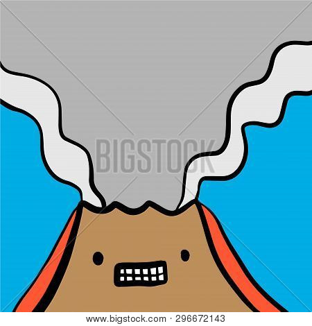 Angry Volkano Hand Drawn Illustration In Cartoon Style