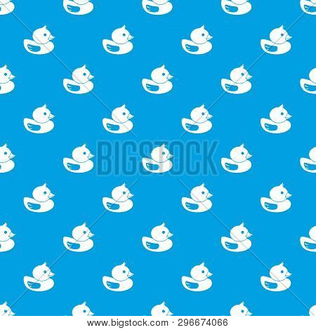 Duck Pattern Repeat Seamless In Blue Color For Any Design. Geometric Illustration