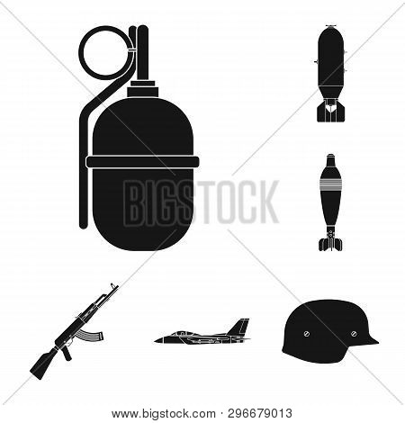 Isolated Object Of Weapon And Gun Symbol. Set Of Weapon And Army Stock Symbol For Web.