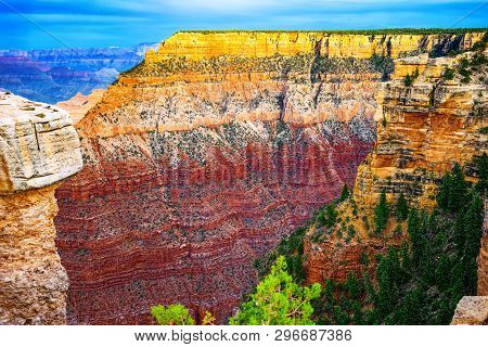 Amazing Natural Geological Formation - Grand Canyon In Arizona, Southern Rim.