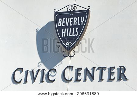 Los Angelos, California, Views Of The Beverly Hills Area And Civciс Center Sign.