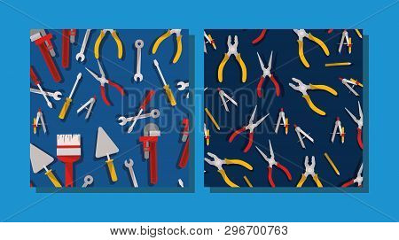Set Of Tools Construction Pattern Vector Illustration Design