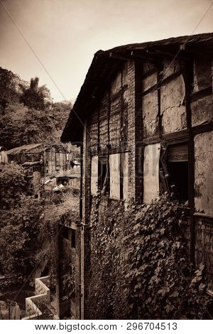 Old building closeup in Xiahao Old street in Chongqing, China.