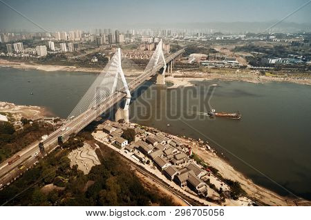 Masangxi Bridge and city urban architecture in Chongqing, China.