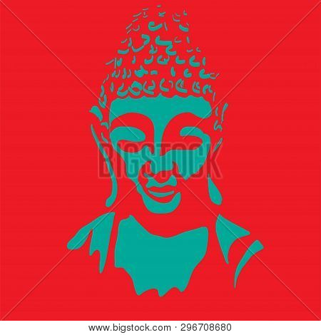 Buddha Head Silhouette Hand Drawing Vector Illustration