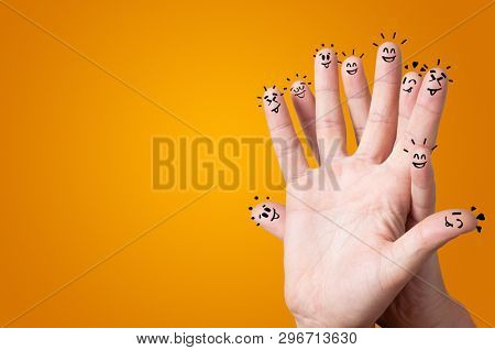 Waggish happy fingers with team building concept