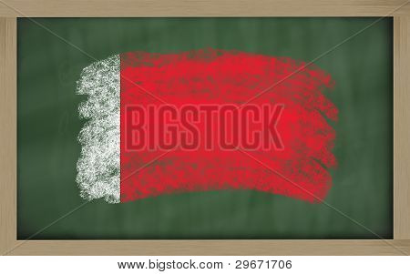 National Flag Of Bahrain On Blackboard Painted With Chalk