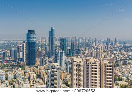 Tel Aviv Skyline And Ramat Gan Cityscape At Day