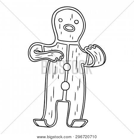 hand drawn line drawing doodle of a gingerbread man