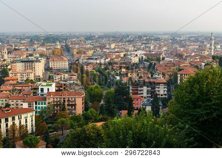 View Of Bergamo City From Sant Andrea Platform. Italy