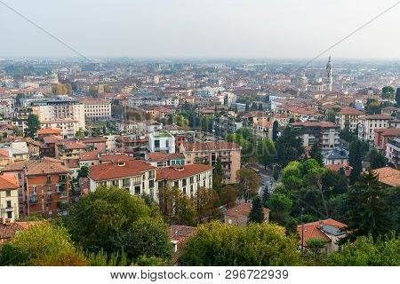 View Of Bergamo City From Sant Andrea Platform. Italy