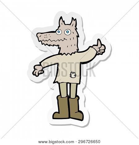 sticker of a cartoon wolf man
