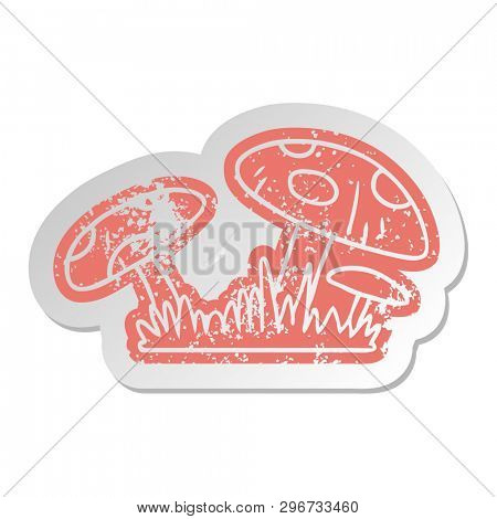 distressed old cartoon sticker of a toad stool