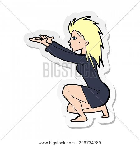 sticker of a cartoon womn casting spel