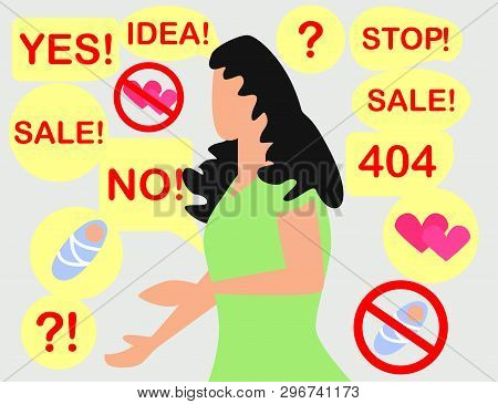 Woman Is Thinking. Woman Decides. The Woman Makes Decision. Make Choice. Pumps And High Heels. Decis