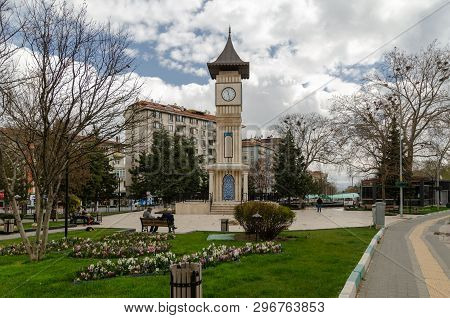 Kutahya / Turkey-april 08,2019:kutahya Clock Tower .
The City Square And Symbol Of The City