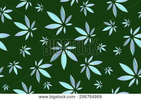 Marijuana Leaves Seamless Vector Pattern. Cannabis Plant Green Background. Dense Vegetation Of Ganja