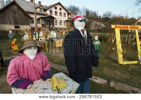 Sabile, Latvia - April 21, 2019: Small Artificial City Of Dolls In Sabile, Latvia - Lellu Pilseta