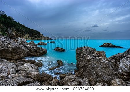 Agios Nikitas beach in Lefkas island Greece