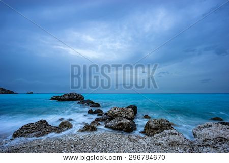 Agios Nikitas beach in Lefkas island Greece
