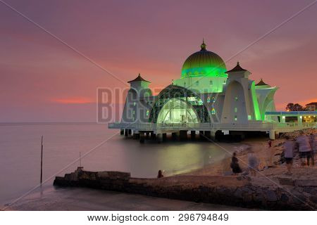 Malacca Straits Mosque ( Masjid Selat Melaka), It Is A Mosque Located On The Man-made Malacca Island