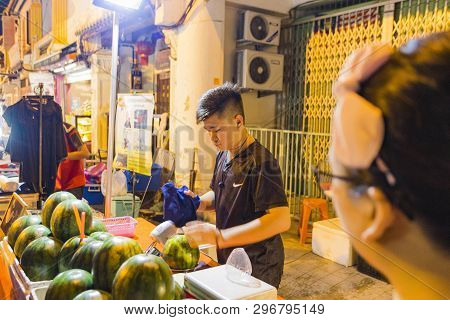 Malacca, Malaysia - August4, 2018: The Stall Of Many Shops Around Jonker Walk Street , China Town In