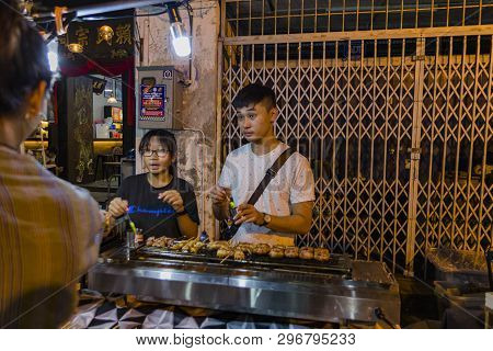 Malacca, Malaysia - August4, 2018: The Stall Of Many Shops Around Jonker Walk Street , China Town In