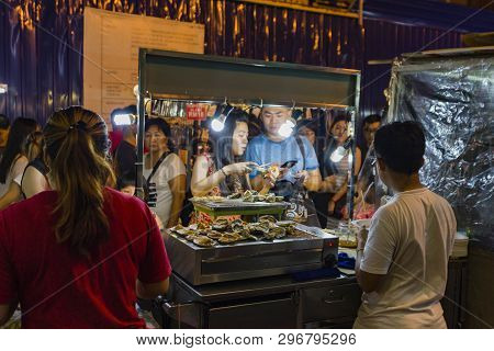 Malacca, Malaysia - August4, 2018: The Stall Of Many Shops Around Jonker Walk Street , China Town In