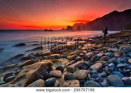 Majestic Moment At Papuma Beach,indonesia