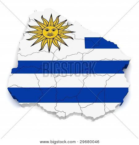 3D mapa Uruguay