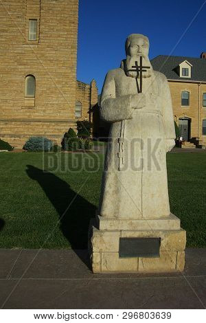 Victoria, Kansas - September 28: Statue At St. Fidelis Basilica Also Known As The Cathedral Of The P