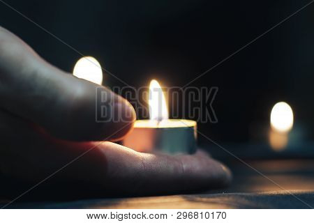 Memorial Day International Holocaust Remembrance Day On Memorial Day, People Carry Lighted Candles. 