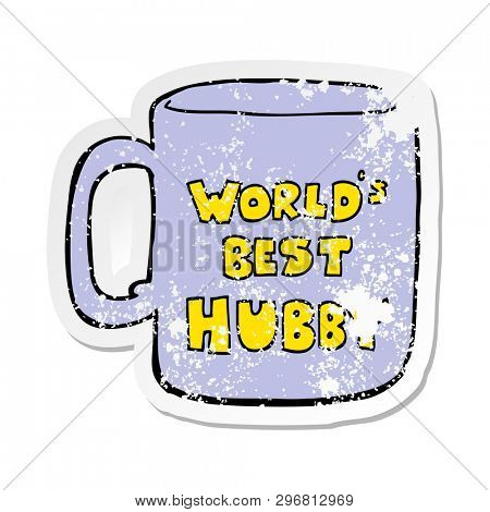 distressed sticker of a worlds best hubby mug
