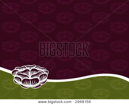 보라색과 녹색 바탕에 새겨진된 장미