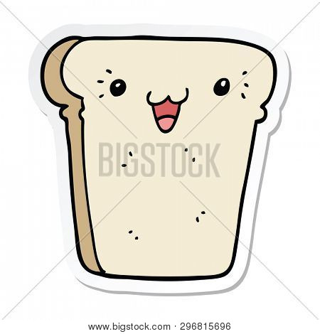 sticker of a cartoon slice of bread