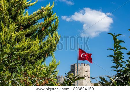 The Ancient City Walls Of Constantinople In Istanbul, Turkey