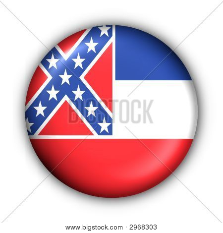 Kulaté tlačítko Usa státní vlajka Mississippi