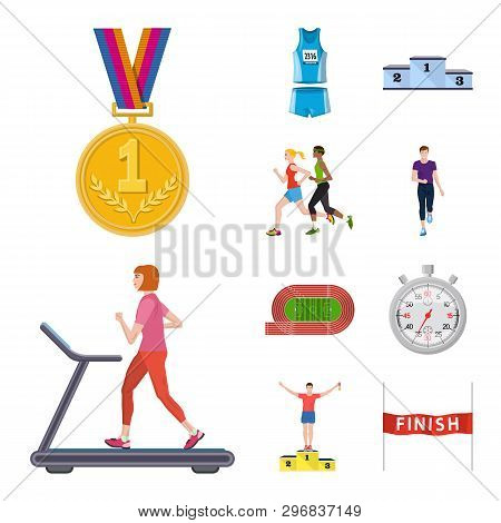 Vector Illustration Of Step And Sprint Sign. Collection Of Step And Sprinter  Vector Icon For Stock.