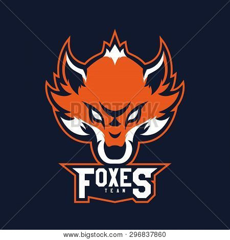 Modern Professional Logo For Sport Team. Fox Mascot. Fox Vector Symbol On A Redish Background.