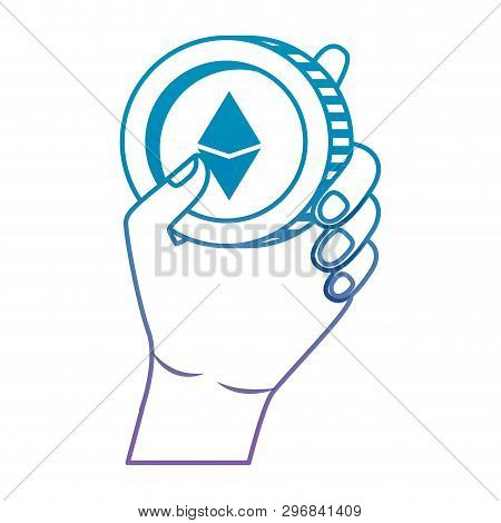 Hand With Etherum Coin Vector Illustration Design