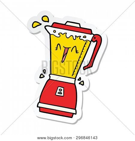 sticker of a whirring cartoon food processor