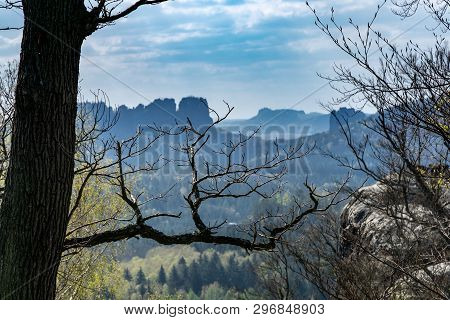 View From Kuhstall On The Landscape Of The In Saxon Switzerland.