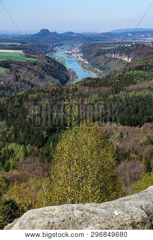 View From Kipphorn In Saxon Switzerland On The Elbe Valley.