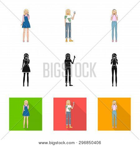 Vector Illustration Of Posture And Mood Logo. Collection Of Posture And Female Stock Vector Illustra