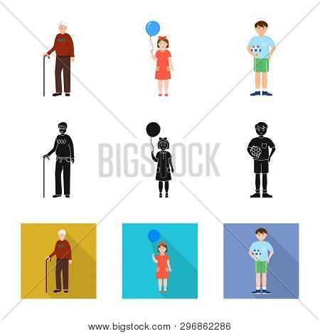 Vector Illustration Of Character And Avatar  Symbol. Collection Of Character And Portrait Stock Symb