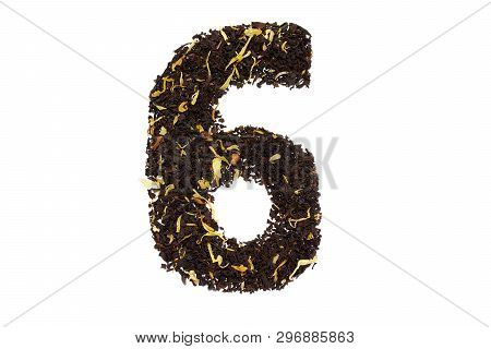 Tea Font Numerology Figure Sixth Sixth Handwork Isolated